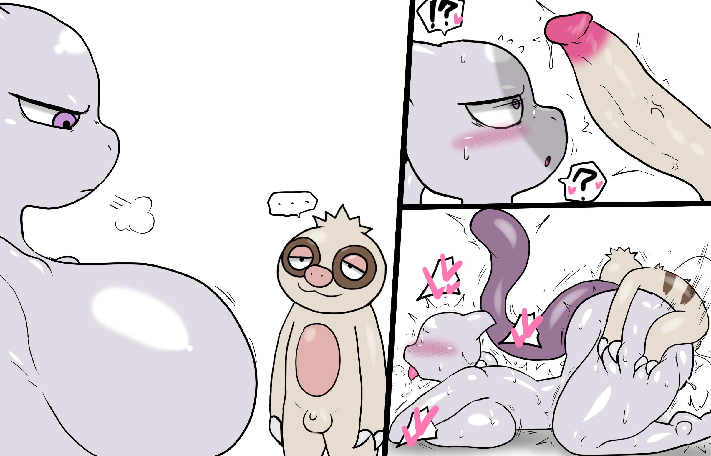 1boy, 1boy1girl, 1girl, 1girls, 2d, 2d (artwork), 2d artwork, age difference, big ass, big boobs, big breasts, big cock, big dick, big penis, bigger female, blush, blushing, blushing female, cum, cum inside, enigi09, from behind, from behind position, fur, furry, furry female, furry male, furry only, huge ass, huge boobs, huge breasts, hugging, hugging ass, hugging from behind, legendary pokemon, long tail, looking at penis, mewtwo, older female, penis awe, pokemon, pokemon (species), purple eyes, purple tail, sex, sex from behind, simple background, size difference, slakoth, sloth, small penis, smaller male, straight, straight sex, tail, tongue, tongue out, white background, wide hips, wide thighs, younger female