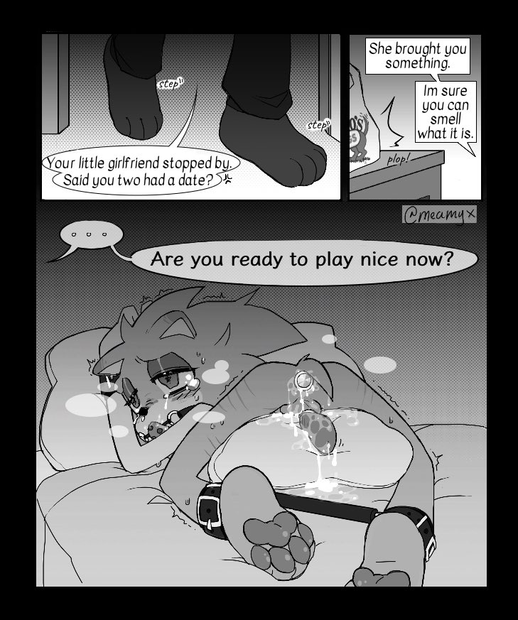 2boys, anal plug, ball gag, broken rape victim, buttplug, buttplug in ass, claw marks, comic, comic page, crying, crying with eyes open, dead eyes, dialogue, dripping precum, ear blush, ears down, english text, greyscale, kidnapped, meamyx, monochrome, on bed, pawpads, paws, rape, rape slave, raped male, sad, sex slave, shadow the hedgehog, sonadow, sonic (series), sonic the hedgehog, sonic the hedgehog (series), spreader bar, steamy breath, tail down, tremble spikes, trembling, wrist cuffs, wrists bound, yaoi