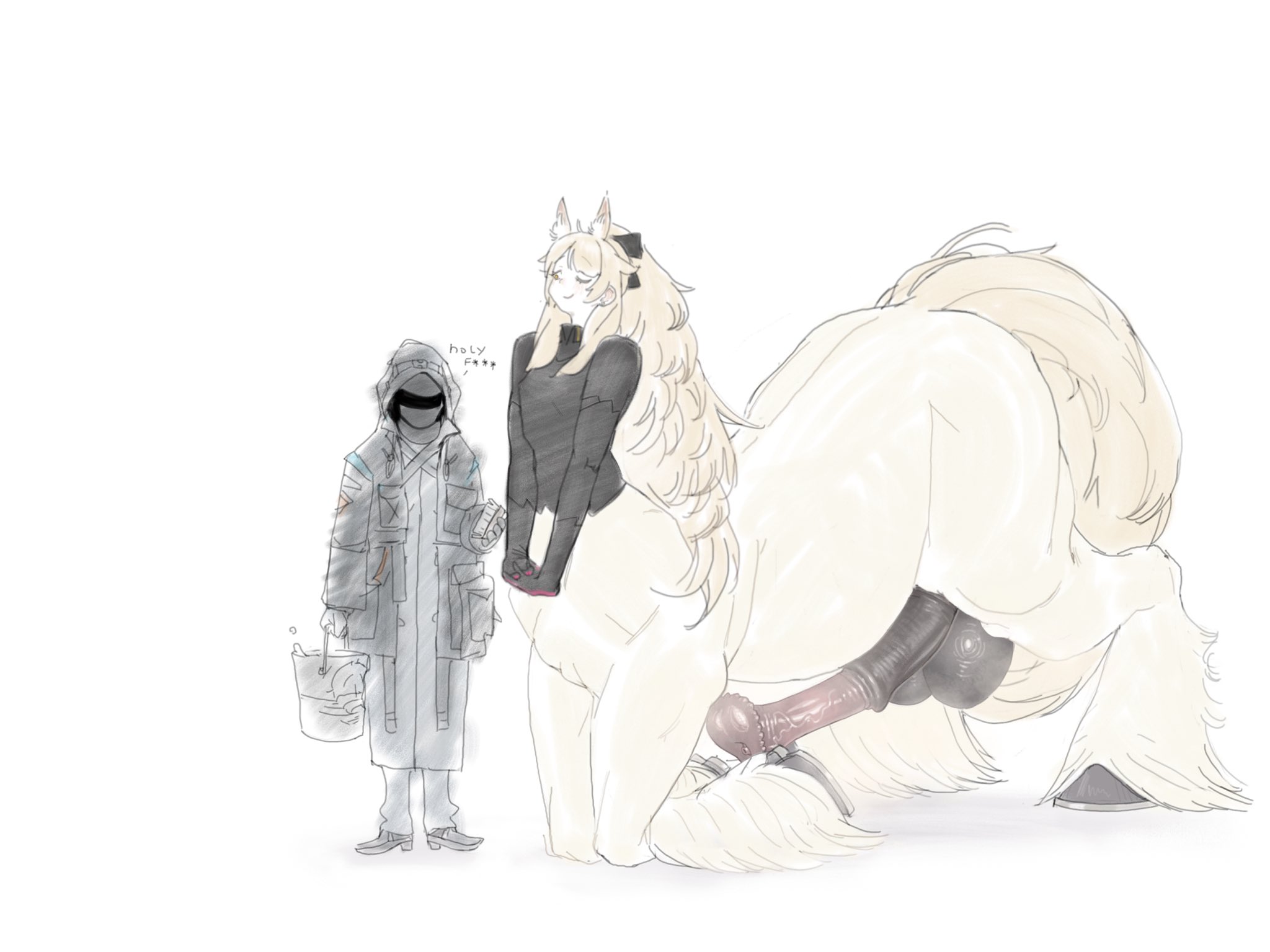 1boy, 1futa, animal penis, arknights, balls, big balls, big penis, blemishine (arknights), centaur, centaur futa, clothing, equine penis, erection, futanari, futataur, hitobashira (1746164306), horsecock, horsecock futa, horsecock futanari, huge cock, huge penis, male, monster girl, partially clothed, penis, victim alice