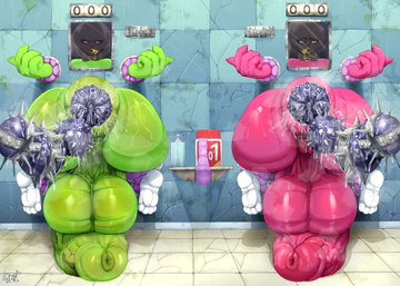 alternate version available, anal beads, anal insertion, anus, berry (cody3901), better version at source, big ass, big breasts, big penis, breasts, clothed, cock-tail, dickgirl, erection, futa on futa, futa only, futa sans pussy, futanari, green body, huge anus, huge ass, huge balls, huge breasts, huge cock, hung, hung bottom, lime (cody3901), lowres, presenting ass, stuck, stuck in wall, tariyaki (artist), thumbnail