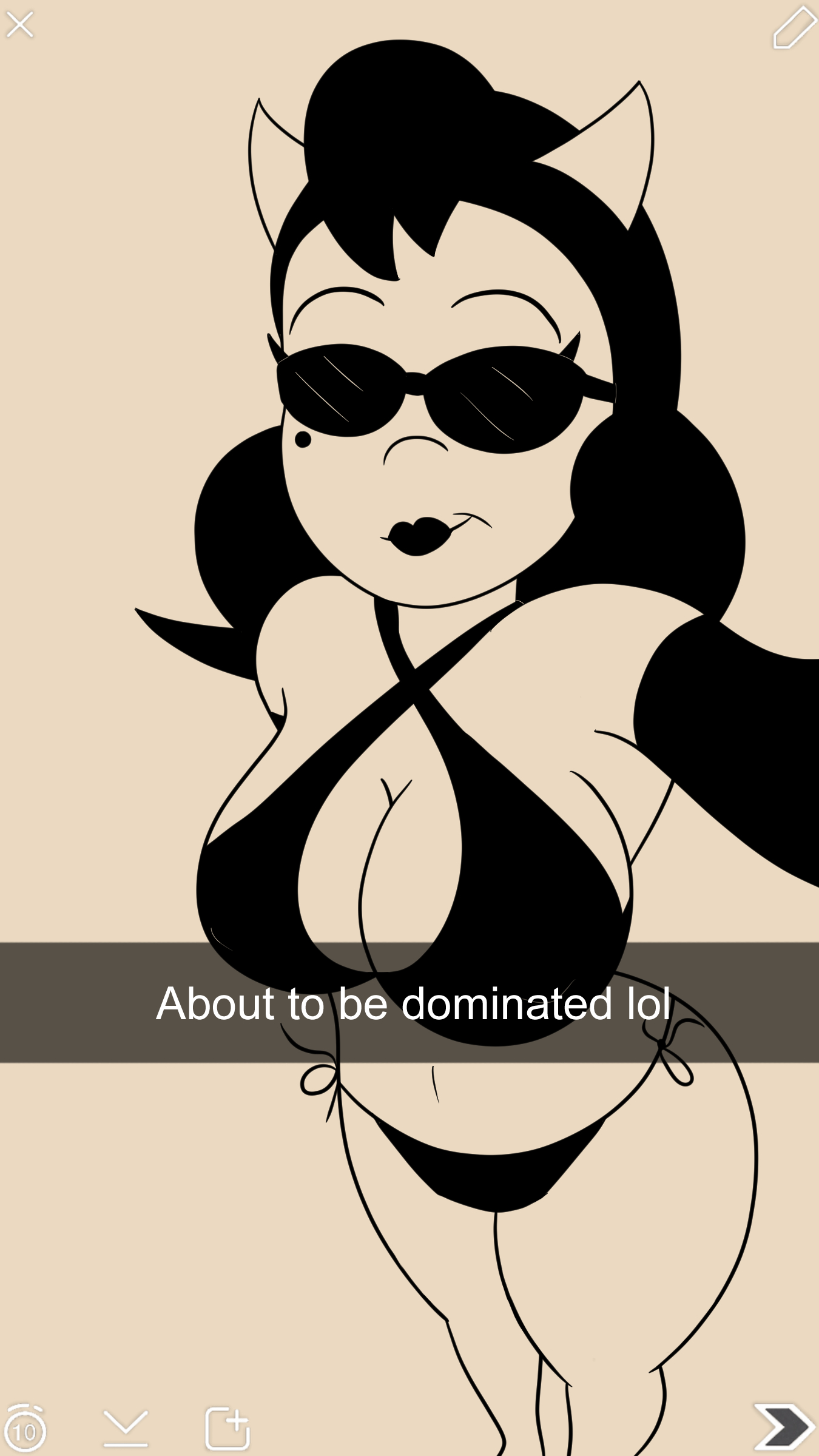 alice angel, beanontoast, bendy and the ink machine, bikini, breasts, female, nipple bulge, snapchat, sunglasses