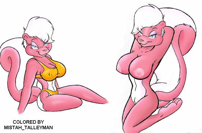 anthro bimbette female female_only fur furry greycat mistah_talleyman pink_fur skunk solo tagme tiny_toon_adventures warner_brothers white_hair