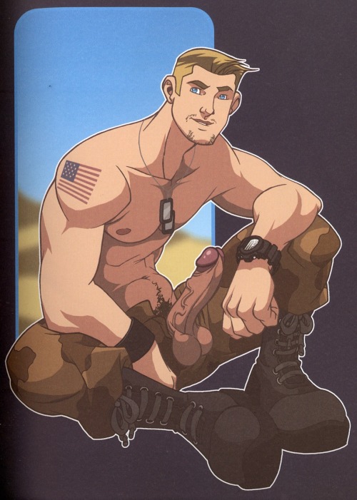 1boy blue_eyes jacob_mott jock male male_focus male_only military_uniform penis_out tagme tattoo