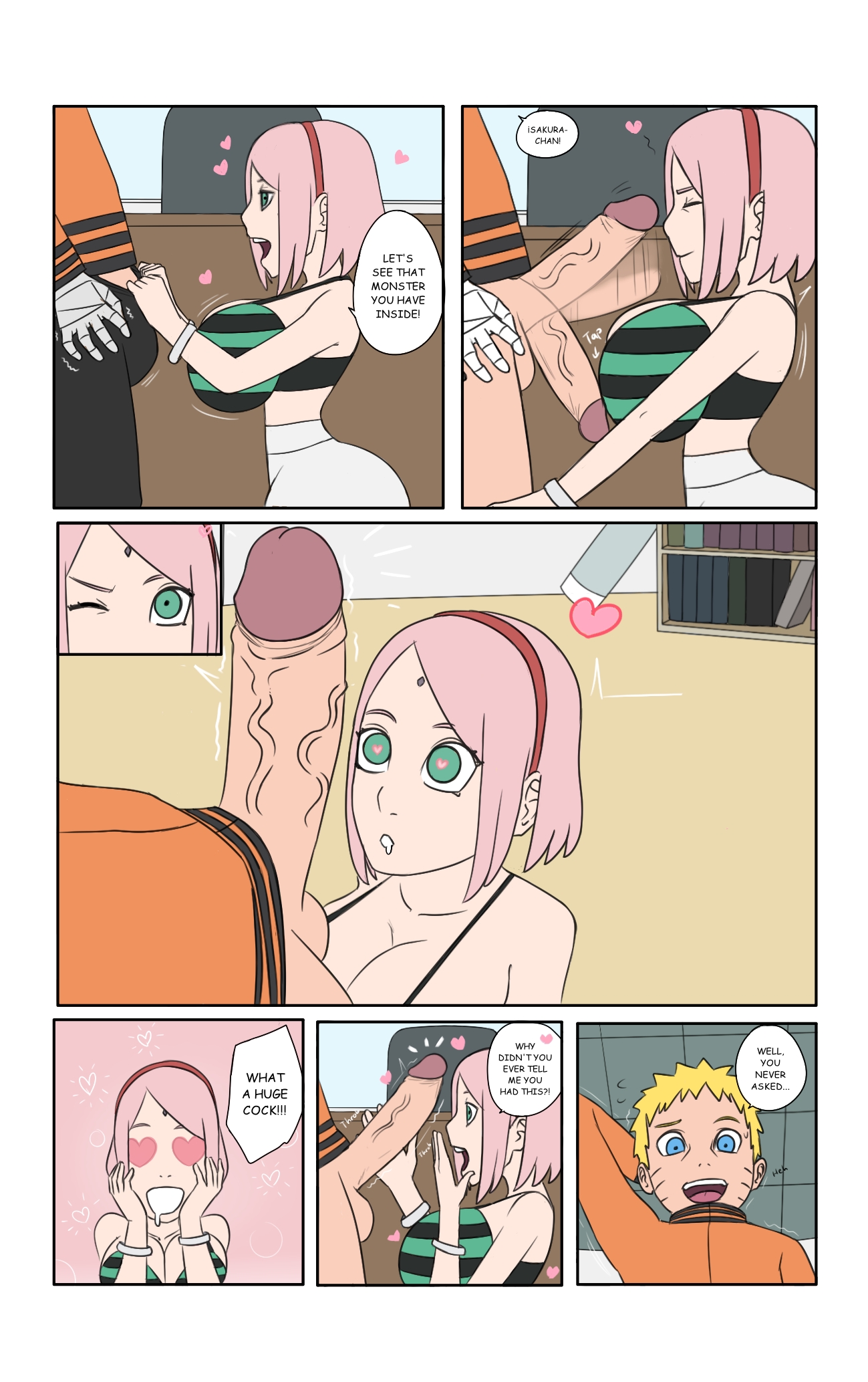 ass, big ass, big breasts, big butt, big penis, biggies00, blonde hair, blue eyes, boruto: naruto next generations, bra, breasts, bubble ass, bubble butt, cheating, cheating husband, cheating wife, cock hungry, cock shock, comic, dialogue, drooling, drooling on penis, english text, female, green eyes, haruno sakura, heart, heart eyes, heart-shaped pupils, hearts, hokage office, holding penis, huge breasts, male, naruto, naruto (series), netorare, ntr, pants, penis, penis awe, penis out, pink hair, sakura haruno, short hair, story, text, uchiha sakura, uncensored, undressing, uzumaki naruto, yellow hair