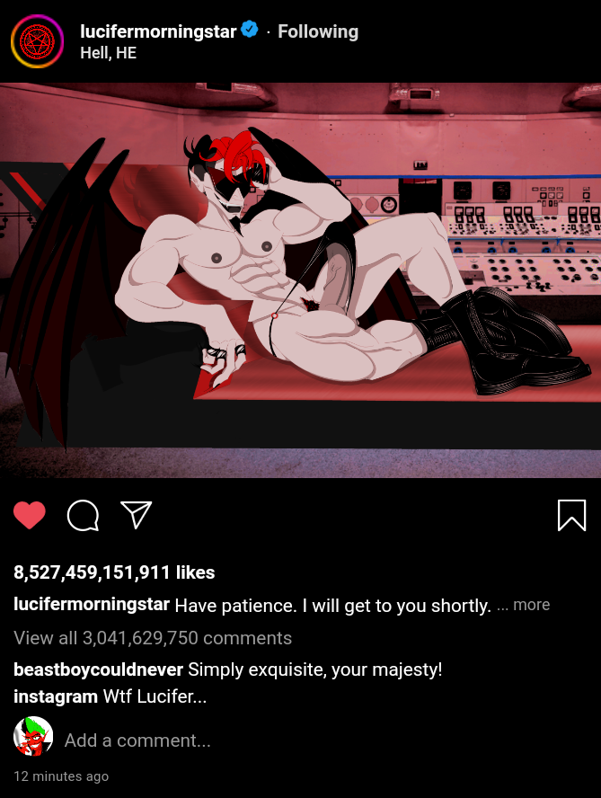 1male big_penis cock devil dick erect erect_penis erection erection_under_clothes gay huge_balls huge_cock instagram lucifer male male_only oc original_artwork original_character penis penis_under_clothes satan solo solo_male thong