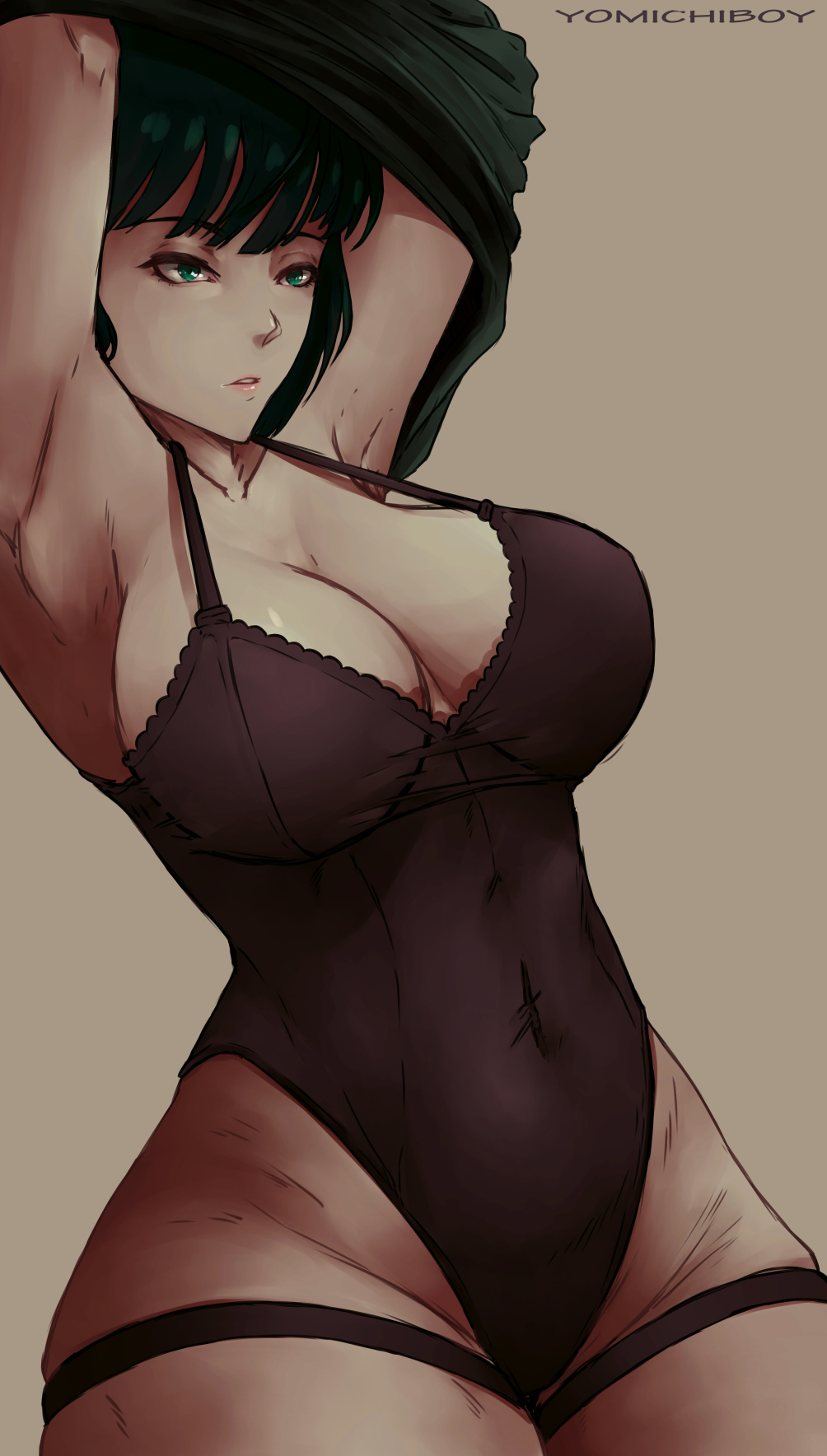 1girls armpits arms_up belly belly_button big_breasts black_lingerie bob_cut breast_focus breasts busty cleavage clothed clothes_lift clothes_removed clothing corset curvy curvy_body curvy_female curvy_figure dress dress_up esper female female_focus female_only front_view fubuki_(one-punch_man) green_eyes green_hair groin heroine hips large_breasts legs light-skinned_female light_skin lingerie lips lipstick looking_away medium_hair navel one-punch_man pantyhose pink_lips pink_lipstick psychic seductive seductive_eyes seductive_look seductive_mouth shirt shirt_up short_hair slim slim_waist solo solo_female solo_focus stomach taking_clothes_off thick thick_legs thick_thighs thighs thin_waist topwear underwear undressing vagina voluptuous waist wide_hips yomichiboy