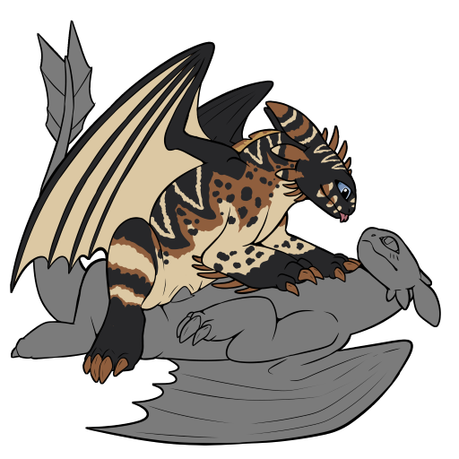 2022 brown_body dragon dreamworks female feral feral_on_feral genitals how_to_train_your_dragon male male/female membrane_(anatomy) membranous_wings night_fury penis pussy scalie symrea telegram_sticker western_dragon wings ych