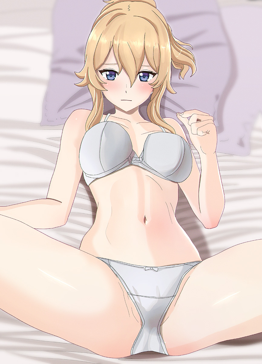 aruman blonde_hair genshin_impact jean_gunnhildr panties spread_legs underwear