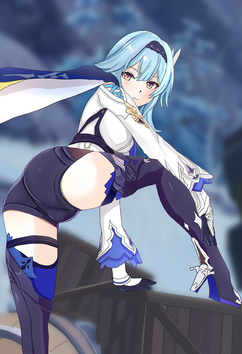 aruman ass eula_(genshin_impact) genshin_impact looking_back solo_female