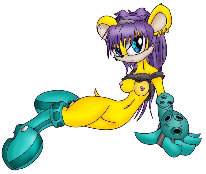 anthro boots bottomless breasts clothes colesutra color female female_only fur furry gloves mina_mongoose mongoose nipples piercing purple_hair round_ears solo sonic_(series) tagme vulva