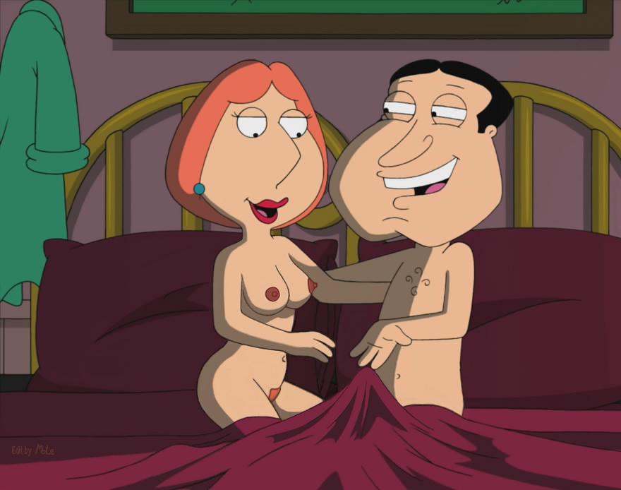 1boy 1boy1girl 1girls bed bed_sheet black_hair breasts cheating cheating_wife erection erection_under_sheets family_guy female glenn_quagmire human human_only lois_griffin male male/female mole nipples nude open_mouth orange_hair pillow pillows pubic_hair sheets straight tagme