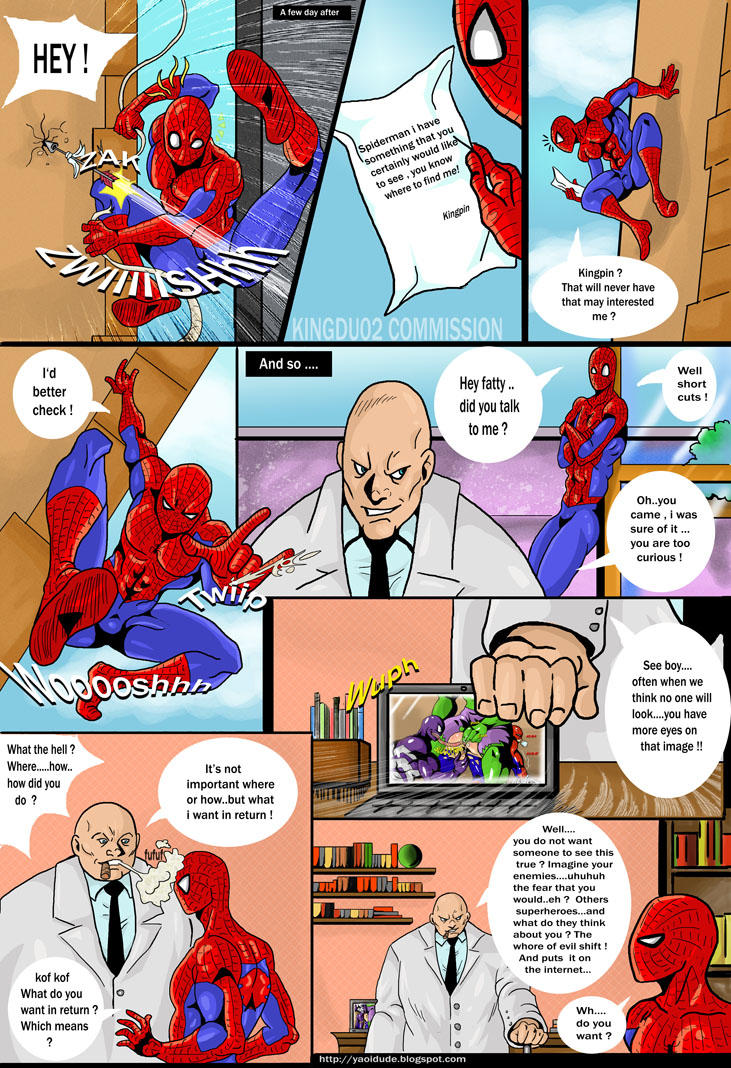 blackmail gay kingpin male male_only marvel peter_parker sirio smooth_skin spider-man spider-man_(series) tagme wilson_fisk yaoi