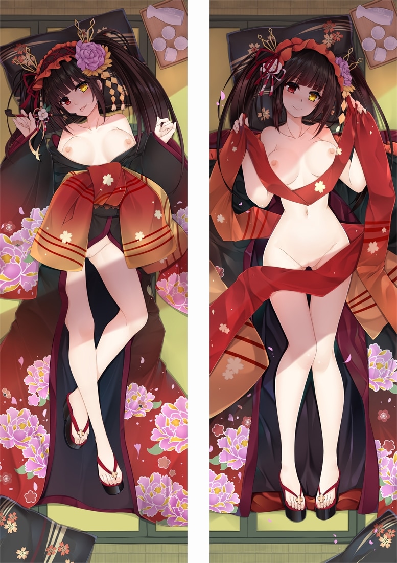 ass_visible_through_thighs bangs black_hair black_kimono blunt_bangs blush breasts cherry_blossoms clock_eyes closed_mouth collarbone dakimakura_(medium) dakimakura_design date_a_live female flower from_above hair_flower hair_ornament hair_ribbon heterochromia japanese_clothes kimono long_hair looking_at_viewer lying medium_breasts moeanime nipples nude on_back open_clothes open_kimono pink_flower pussy red_eyes red_ribbon ribbon shiny shiny_hair smile solo split_screen symbol-shaped_pupils tatami thigh_gap tokisaki_kurumi tongue tongue_out twintails uncensored very_long_hair yellow_eyes