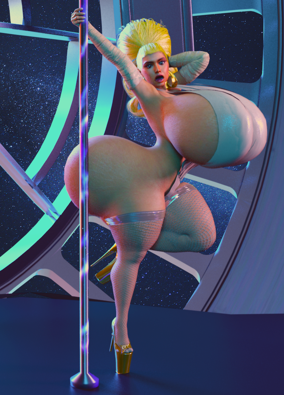 1girls 3d ass bad_anatomy big_ass big_breasts bimbo blonde_hair death_star female_only high_heels huge_ass huge_breasts jackd22 light-skinned_female looking_at_viewer medium_hair pole pole_dancing rey sideboob solo_female standing star_wars stripper_pole thick_thighs voluptuous