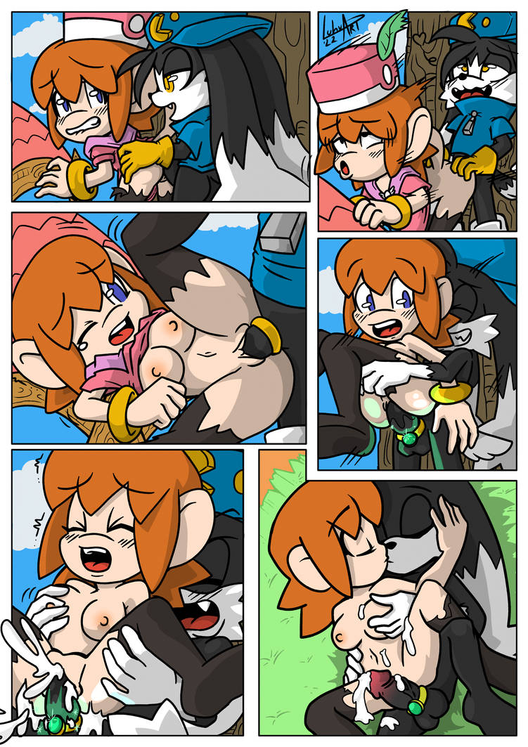 against_tree cabbit cock_ring comic comic_page cum_in_pussy cum_inside cum_on_body cumming_while_penetrating doggy_style glowing interspecies kissing klonoa klonoa_(series) lolo_(klonoa) luhvart monkey_girl orgasm_face partially_clothed passionate_sex priestess prodding standing_sex suprised_look undressing vaginal_penetration