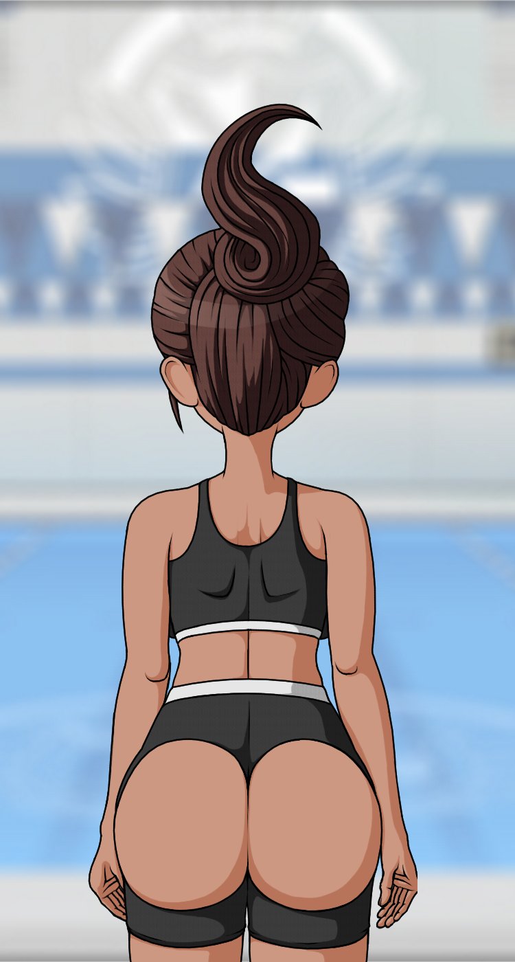 asahina aoi, ass, ass window, behind view, cheeeeeeeeeeeeen, danganronpa, danganronpa 1, danganronpa: trigger happy havoc, exposed ass, female, female only, large ass, straight hair, thick ass