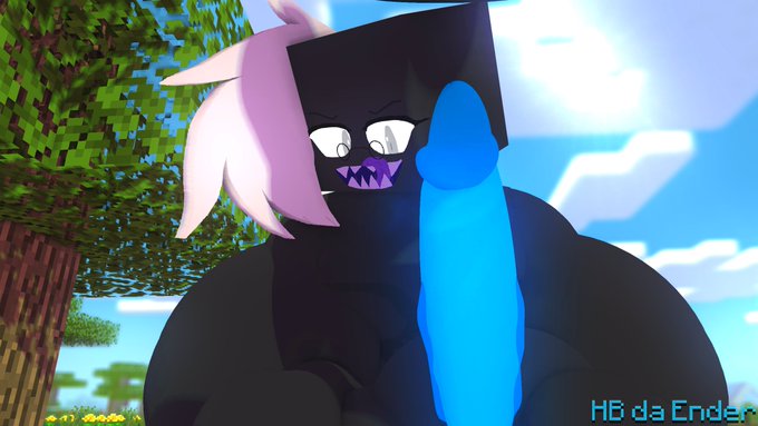 blue_penis enderman femboy hbtheender lowres male_only minecraft original_character rosse_(stemingbunbun) sharp_teeth white_hair