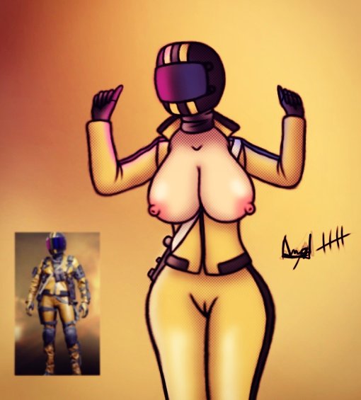 angelindieart14 big_ass big_breasts black_gloves call_of_duty call_of_duty_black_ops_cold_war call_of_duty_mobile curvy helmet motorcycle_suit nipples portnova yellow_jacket