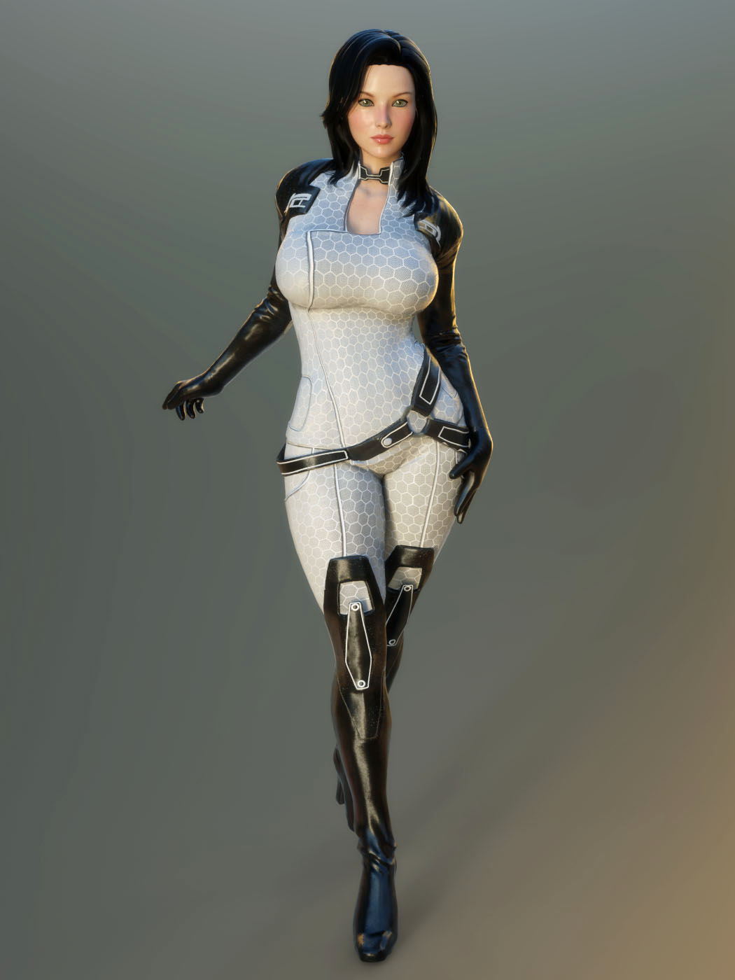 1girls 3d 3d_(artwork) big_breasts bioware black_hair bodysuit curvy curvy_figure eyebrows eyelashes eyes female female_only guhzcoituz hair heel_boots hourglass_figure light-skinned_female light_skin lips mass_effect mass_effect_2 mass_effect_3 miranda_lawson solo thigh_boots