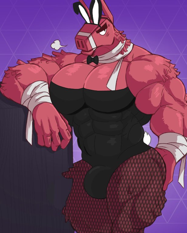 1boy bunny_ears bunnysuit crossdressing epic_games fishnets fortnite fortnite:_battle_royale furry furry_only juggermelon lingerie lt._john_llama male_only muscular pantyhose sweaty