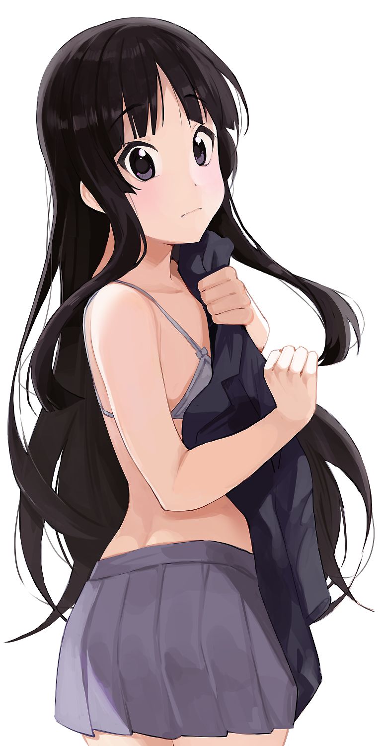 black hair, female, hiroki yyqw7151, k-on!, long hair, mio akiyama (k-on!), white background