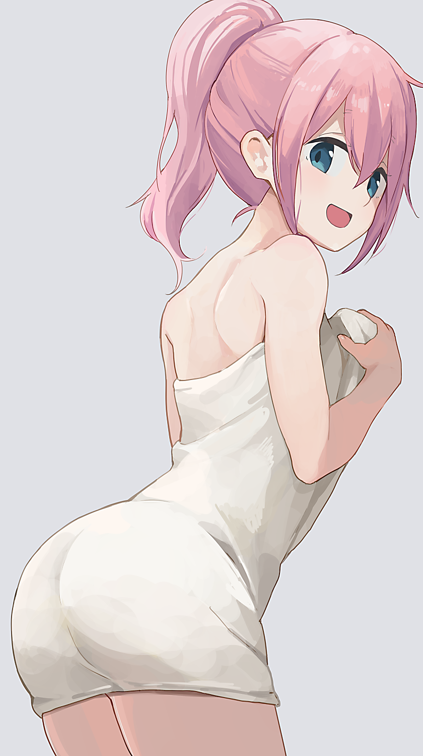 bra gray_background hiroki_yyqw7151 kagamihara_nadeshiko looking_at_viewer yurucamp