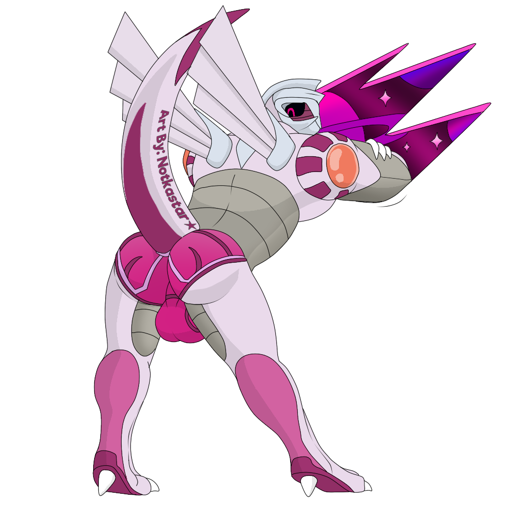 anthro ass balls briefs clothing genitals legendary_pokémon looking_back male nintendo notkastar palkia pokémon_(species) pokemon presenting raised_tail solo space transparent_background underwear video_games wings