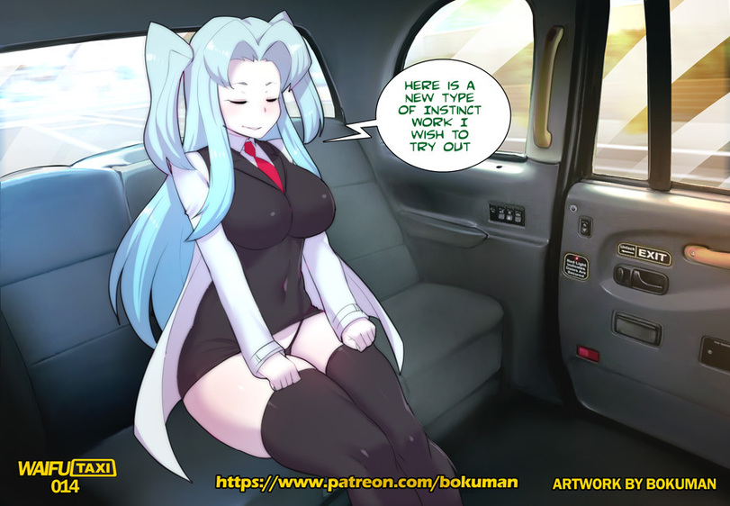 1girls angela_(lobotomy_corporation) blue_hair bokuman closed_eyes dress fake_taxi joke large_breasts library_of_ruina lobotomy_corporation long_hair navel necktie pale_skin project_moon sitting solo speech_bubble tagme text thigh_squish thighhighs thighs thong