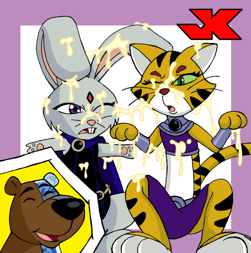 anthro anthro_only bunny_raven cat_starfire cyborg_(dc) dc dc_comics jk rachel_roth raven_(dc) starfire straight_hair teen_titans