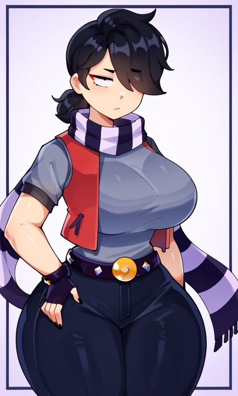 ai generated, ass, big ass, brawl stars, breasts, cute face, edgar (brawl stars), female, genderswap, genderswap (mtf), rule 63