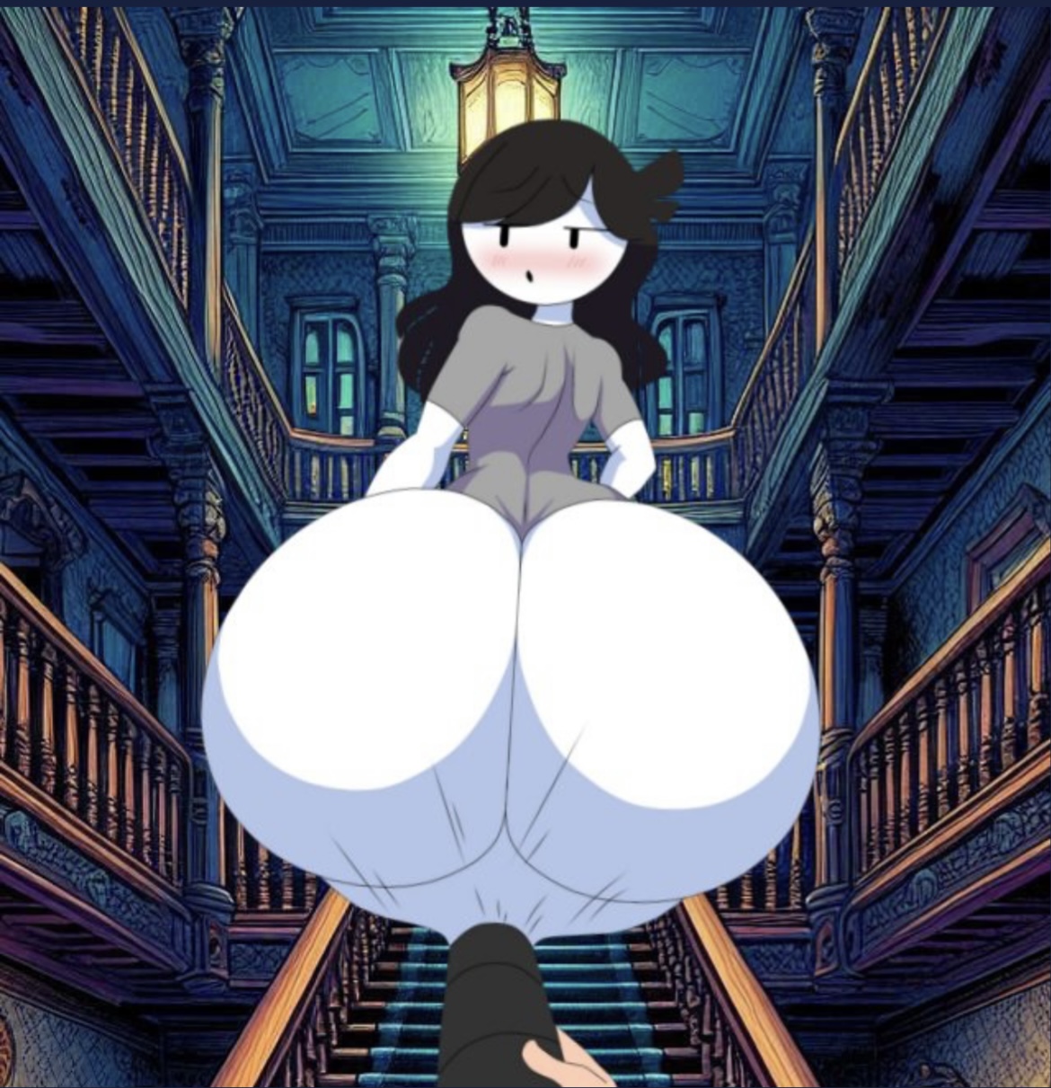 ai generated, ass, big ass, big butt, butt vacuumed, female, ghost, ghost girl, jaiden animations, jaidens mom, sucked in, sucked up, vacuum, vacuum cleaner, vacuum vore