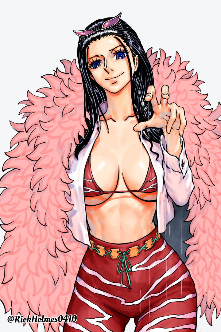 1girls cleavage clothed clothed_female clothing donquixote_doflamingo_(cosplay) female female_only ito_ito_no_mi nico_robin one_piece post-timeskip rickholmes0410