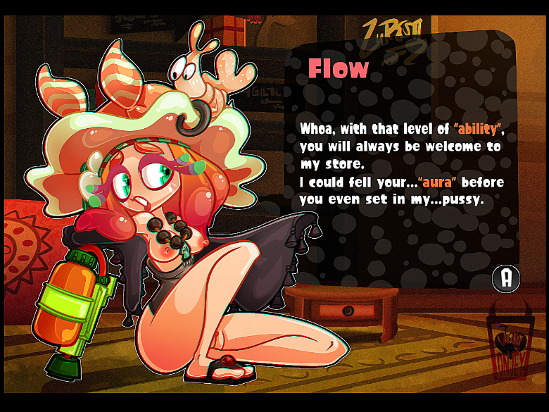 1girls breasts clothing english_text female female_only flow_(splatoon) functionally_nude j-madeye jay-onjey nintendo nipples pussy solo solo_female splatoon tagme text thick_thighs