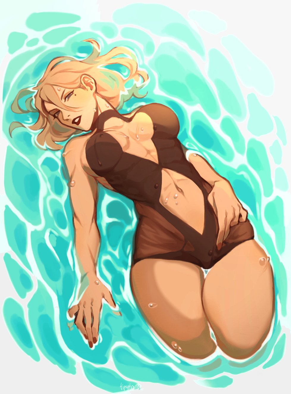 2d, big breasts, breasts, female, tagme, tipsytrains, water