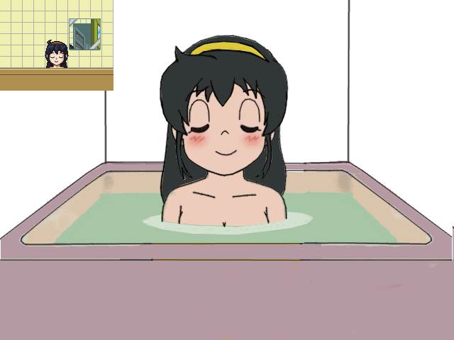 1girls animated bathroom bathtub black_hair breasts closed_eyes doraemon:_nobita_no_biohazard hairband indoors mirror nude nude_female seina_midorikawa small_breasts water yellow_hairband yvens_alphonse