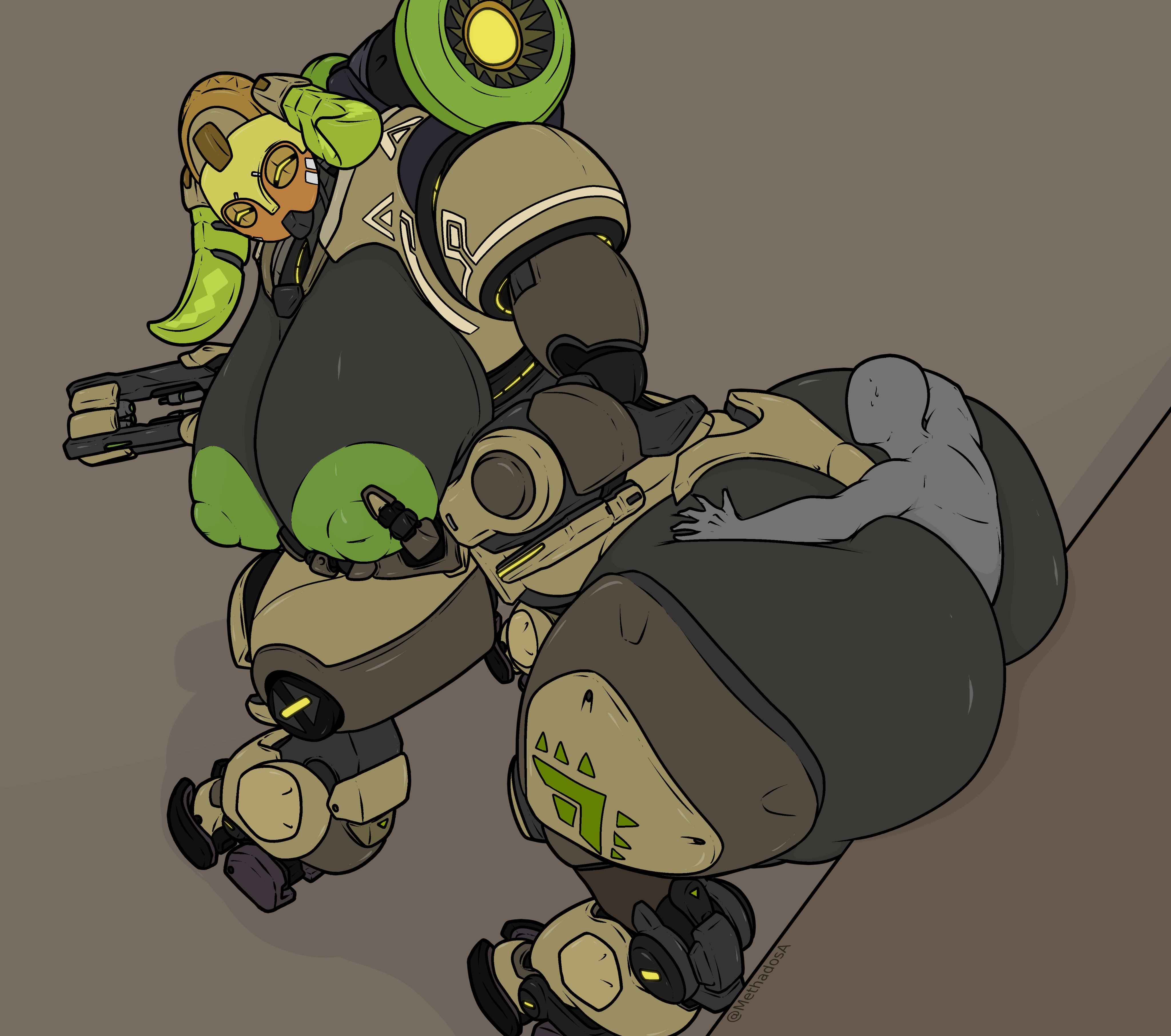 1boy, 1girls, 2d, ass, big ass, big breasts, big penis, blizzard entertainment, breasts, female, huge ass, male, methados, nude, orisa, overwatch, penis, robot, sex, tagme