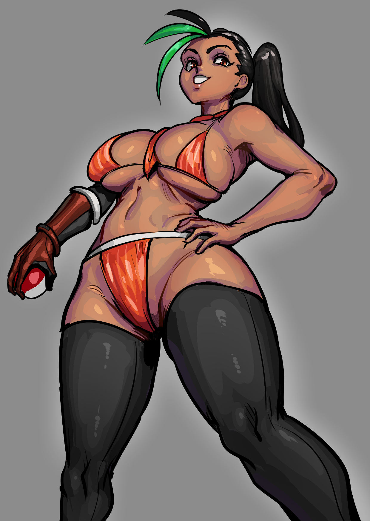 1girls, alternate body type, alternate breast size, bathsalts1, big breasts, bikini, breasts, busty, curvaceous, curves, curvy, curvy body, curvy female, curvy figure, female, female focus, female only, huge breasts, large breasts, legwear, nemona (pokemon), pokemon, pokemon sv, solo, solo female, thick thighs, thighs, voluptuous