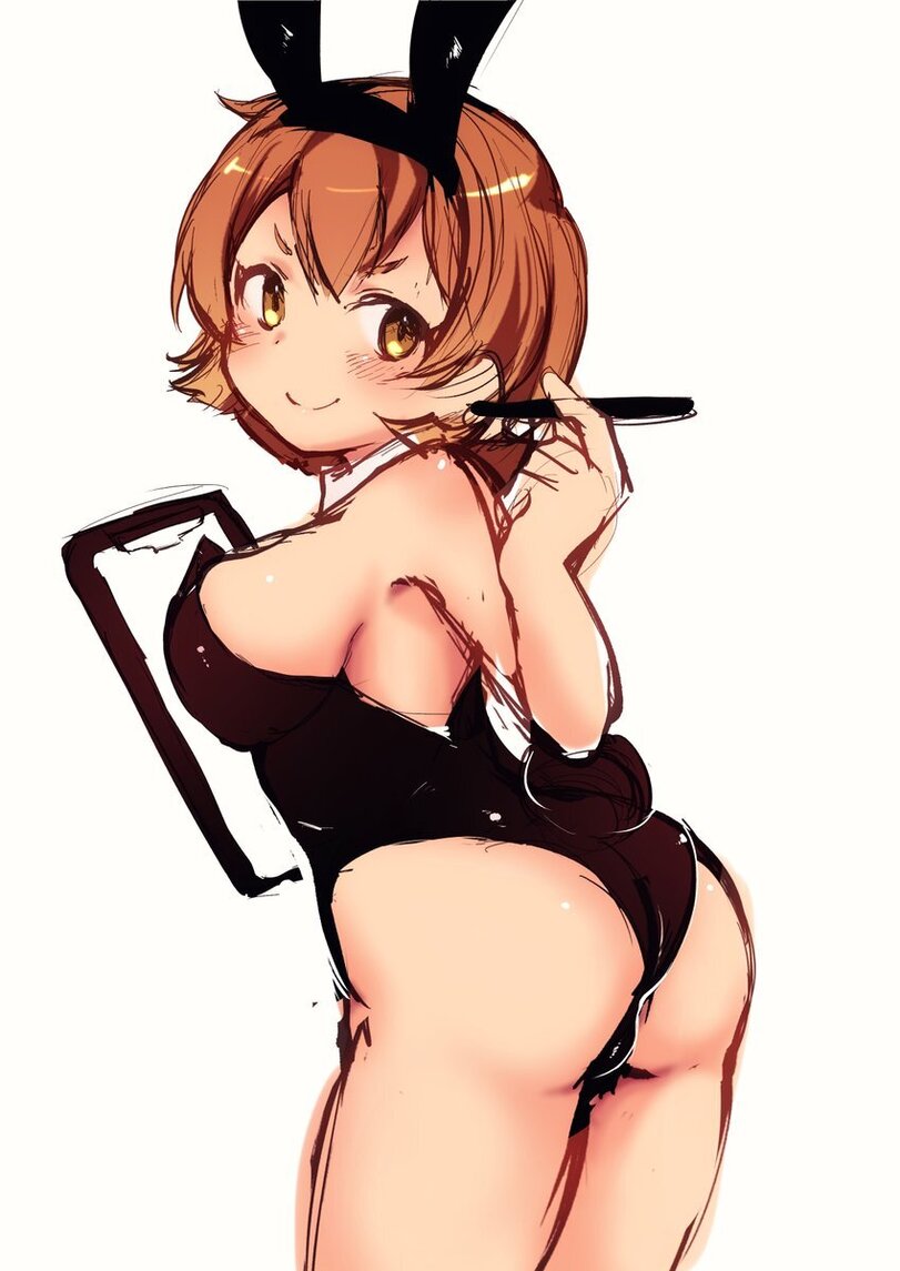 bunny ears, bunnysuit, clipboard, library of ruina, lobotomy corporation, malkuth (lobotomy corporation), pen, project moon, smile, tagme, yellow eyes