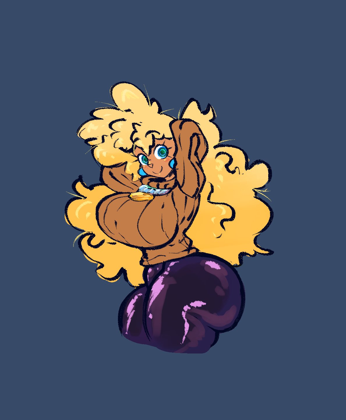 1girls, ass, big ass, big breasts, blonde hair, breasts, female, female only, goddess, lemonadepikachu, looking at viewer, loretta (lemonadepikachu), milf, mother, smile, solo, thick thighs, wolflance