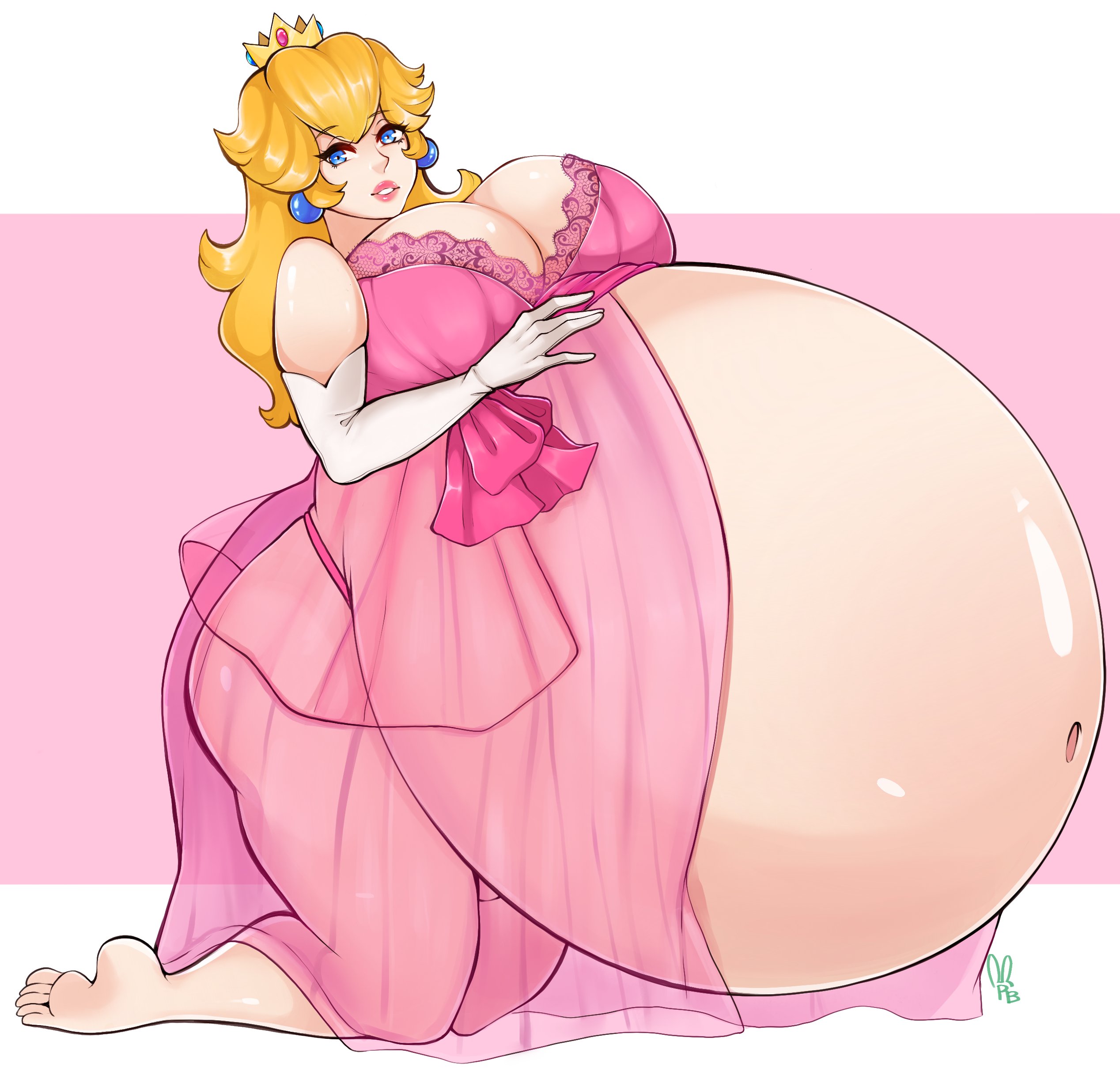 1girls, ass, belly, big ass, big belly, big breasts, blonde hair, bra, breasts, female, huge belly, huge breasts, hyper pregnancy, lingerie, mario (series), panties, pregnant, princess peach, rabidbunbun