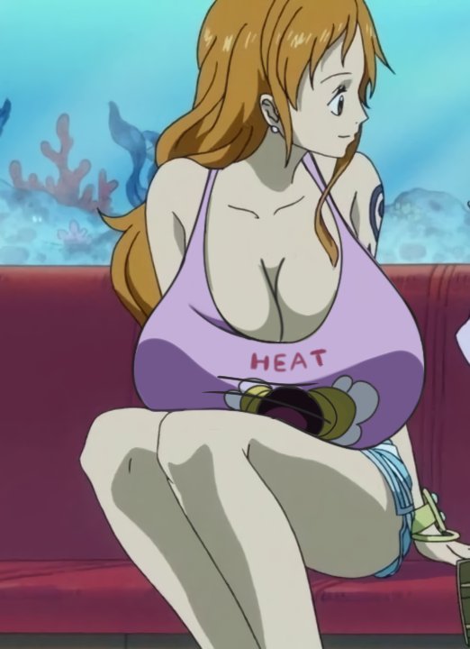 accurate_art_style big_breasts cleavage edit female female_only long_hair nami one_piece orange_hair rokasta1_(artist) screenshot_edit