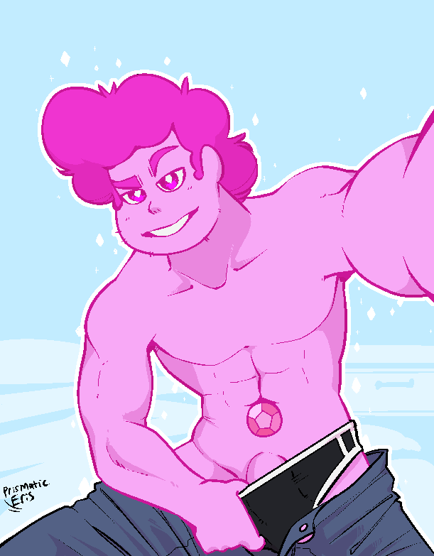 1boy abs big_arms black_briefs black_underwear briefs bulge cartoon_network gay male male_only muscular muscular_male naked penis pink_eyes pink_hair pink_skin pink_steven prismatic_eris steven_quartz_universe steven_universe underwear yaoi