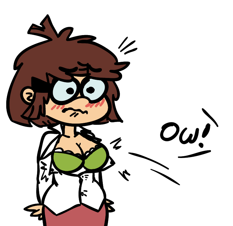 1girls aged_up big_breasts blush bob_cut bra breasts brown_hair cleavage female female_only glasses labcoat large_breasts lisa_loud older the_loud_house zimbono