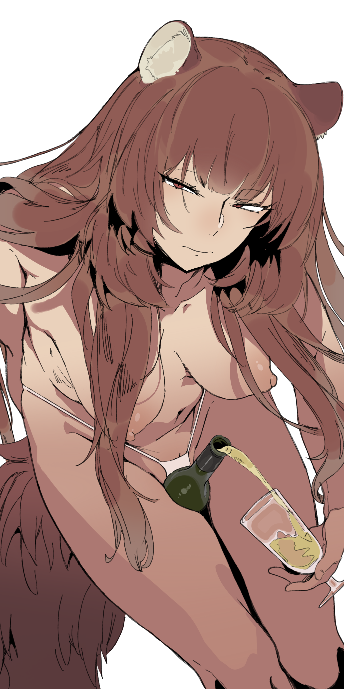 1girls, animal ears, big breasts, breasts, brown hair, drunk, ettone, female, large breasts, long hair, raphtalia, tate no yuusha no nariagari, the rising of the shield hero
