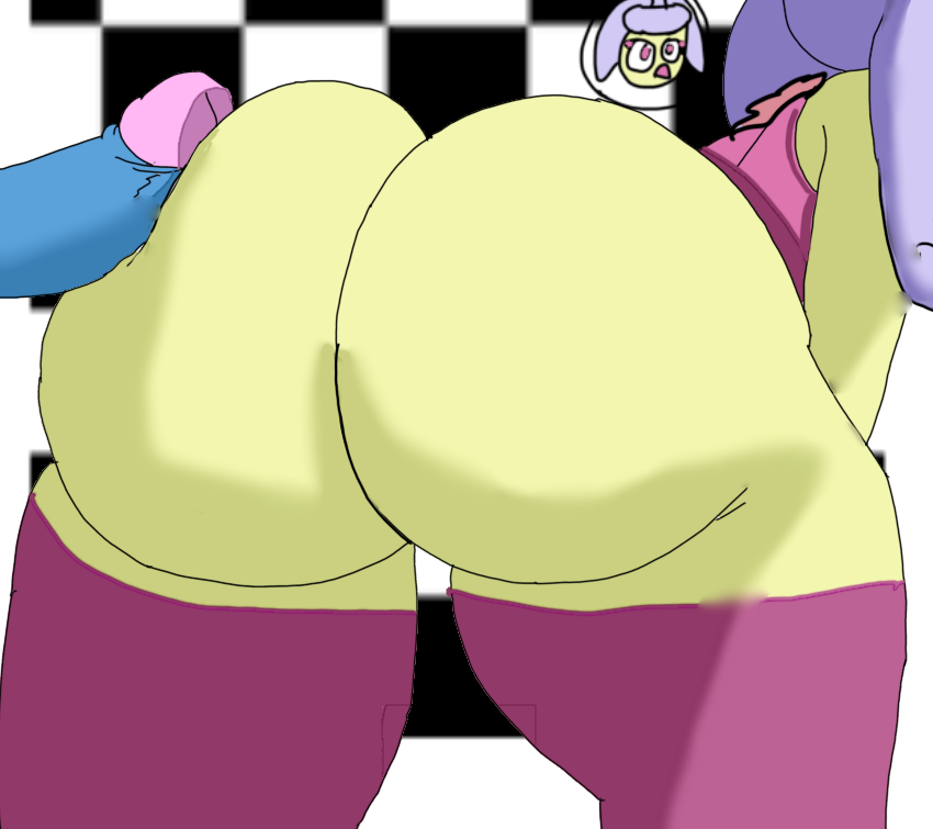 1boy 1girls bending_over big_ass bulge checkered_background fat_ass massive_ass original_artwork penis penis_out pokémon_(species) pokemon pokemon_rgby pokemon_sm shaded shiny_pokémon shiny_pokemon sssonic2 steenee thick_thighs traced wooper workout