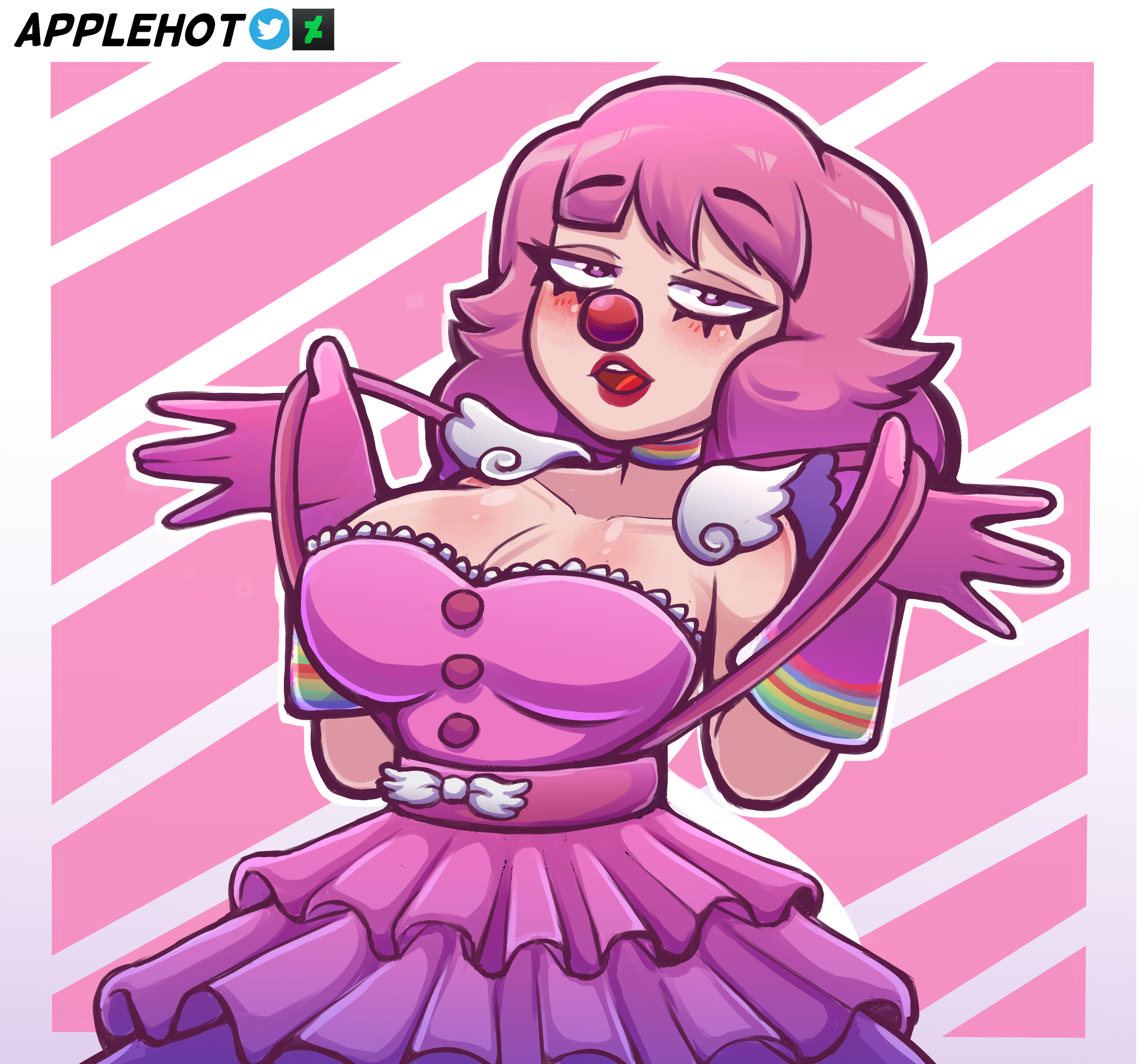 applehot, breasts, clown, clown girl, clown nose, female, geiru toneido, oppai