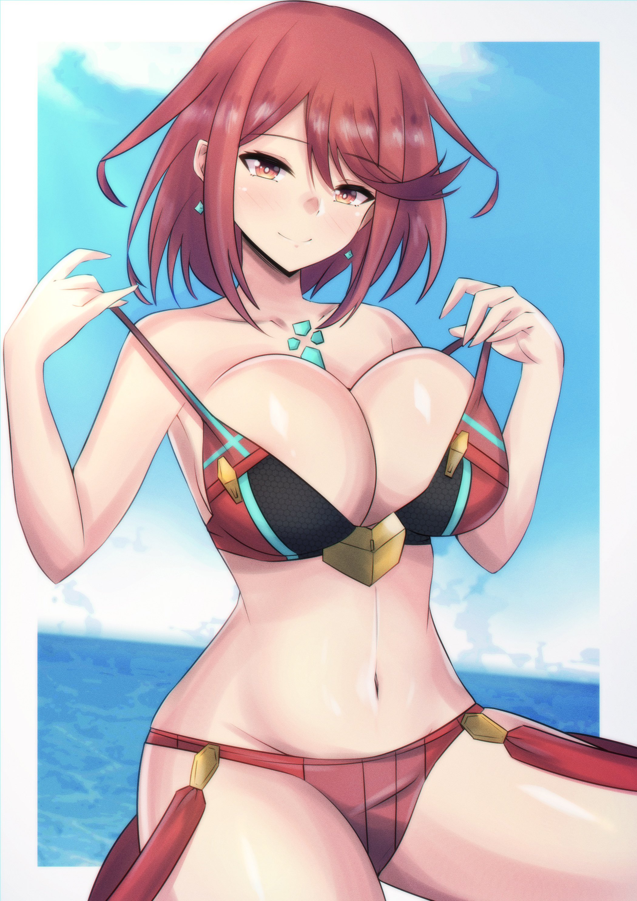1girls, breasts, female, female only, latte daruta2, looking at viewer, nintendo, pyra, solo, tagme, xenoblade (series), xenoblade chronicles 2