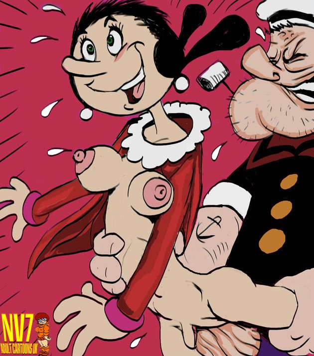 big_chin breasts female human long_nose male nev nipples olive_oyl pale_skin penis popeye popeye_(series) pussy sex smile straight tagme toony