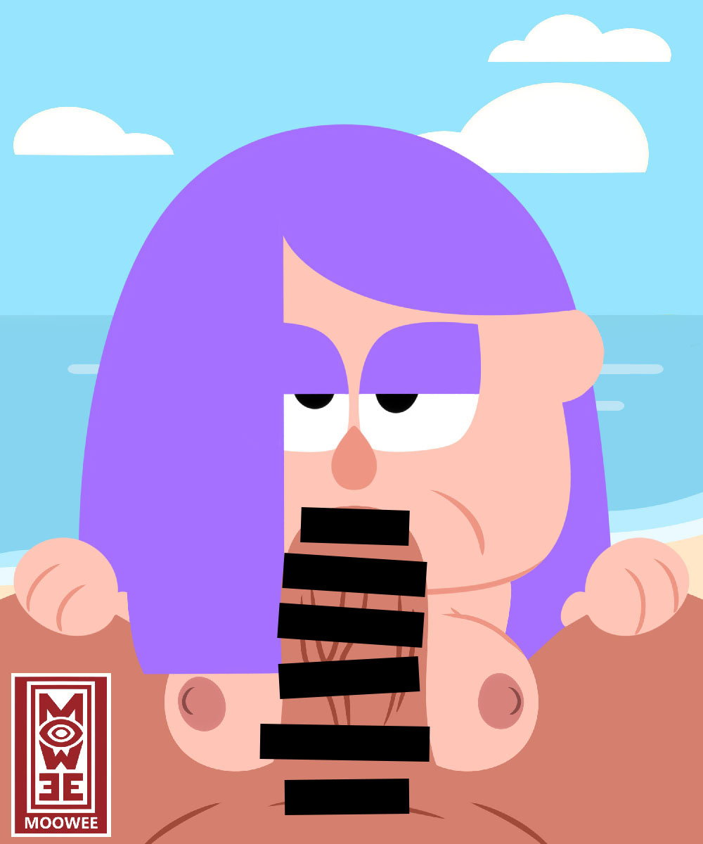 accurate art style, bar censor, beach, big breasts, big penis, blowjob, censored, duolingo, female, lily (duolingo), moowee, nipples