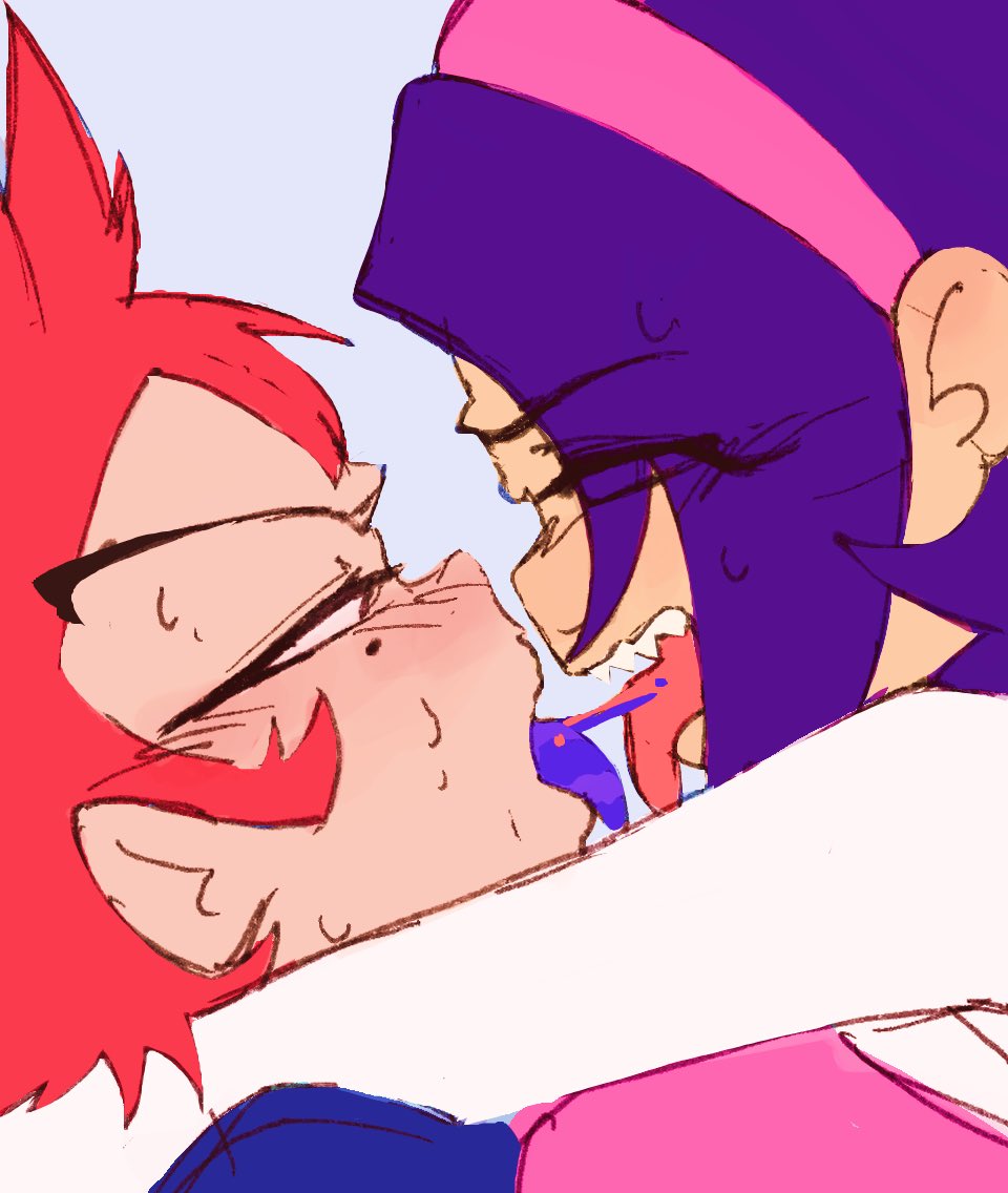 2girls, arms around neck, arms around partner, asian, asian female, beauty mark, big breasts, blush, blushing female, breasts, cassandra (newgrounds), close up, close up view, dark blue hair, female, friday night funkin, kookilooheavon, leather jacket, lesbian kiss, looking at another, looking pleasured, nene (newgrounds), newgrounds, overalls, pico's school, pinkbobatoo, red hair, saliva, saliva trail, sitting in lap, sitting on lap, sitting on person, smiling, smiling at partner, spit trail, stereodaddy, sweater, tagme, tongue, tongue kiss, tongue out, yuri